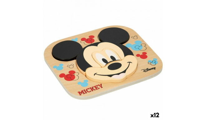 Child's Wooden Puzzle Disney Mickey Mouse + 12 Months 6 Pieces (12 Units)
