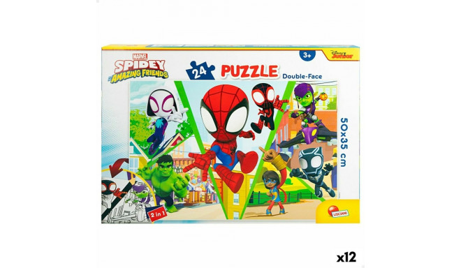 Laste pusle Spidey Kahesuunaline 50 x 35 cm 24 Tükid, osad (12 Ühikut)