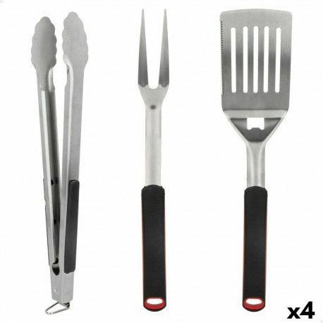 Grillimisvahendite komplekt Aktive 3 Tükid, osad Barbeque-grill Roostevaba teras 9 x 41 x 5 cm (4 Üh