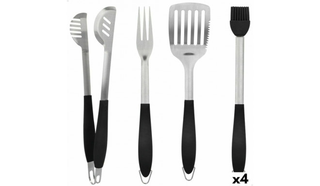 Grillimisvahendite komplekt Aktive 4 Tükid, osad Barbeque-grill Roostevaba teras 10 x 42 x 4 cm (4 Ü