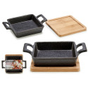 Casserole Dish for Serving Tapas Brown Black Bamboo Iron 19 x 5 x 14 cm (12 Units) Casserole Dish for Serving Tapas Brown Black Bamboo Iron 19 x 5 x 14 cm (12 Units)
