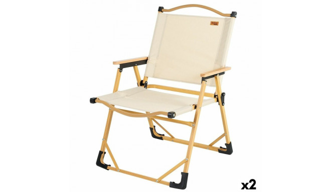 Foldable Camping Chair Aktive Sabana Soil 47 x 77 x 51 cm (2 Units)