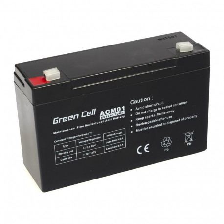 Green Cell aku AGM01 AGM geel 6V 12Ah