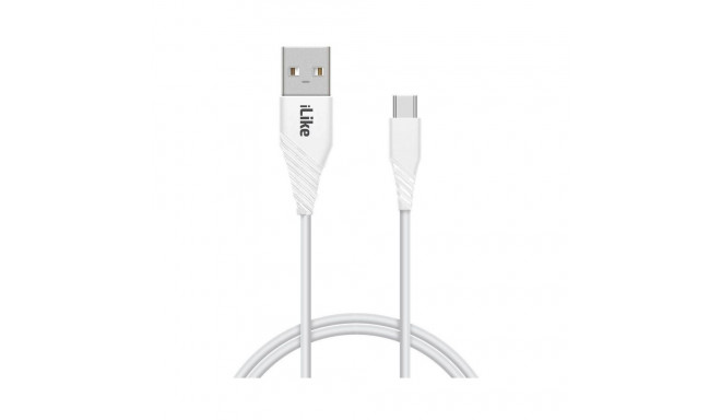 iLike ICT01 Vastupidav TPE USB-C (Type-C) Kiire 3.1A Andme- ja Laadimiskaabel 1m Valge