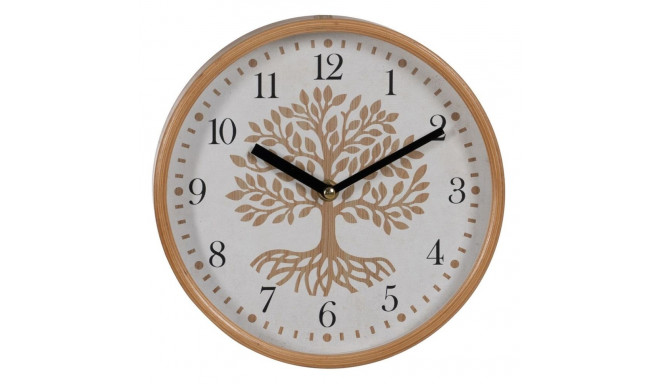 Wall Clock Tree White Natural Wood Crystal 22 x 22 x 4,5 cm