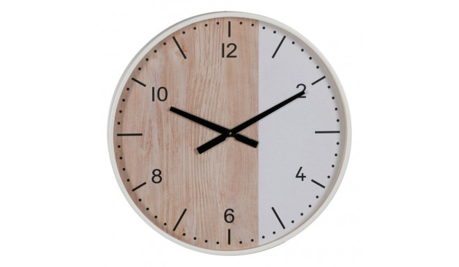 Wall Clock White Natural Wood 60 x 60 x 5,5 cm