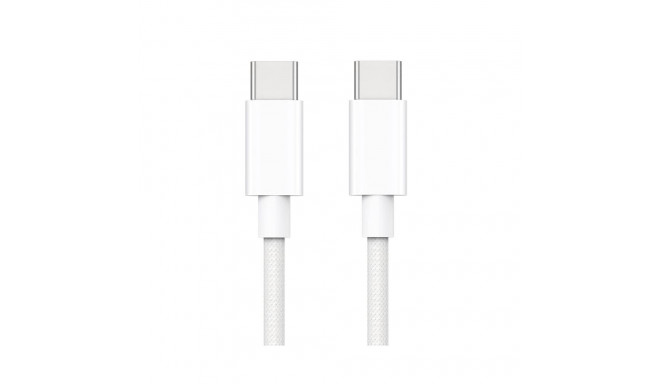 CP CBL5 punutud traat 65 W PD USB-C-USB-C andmeside ja laadija 1 m kaabel valge (OEM)