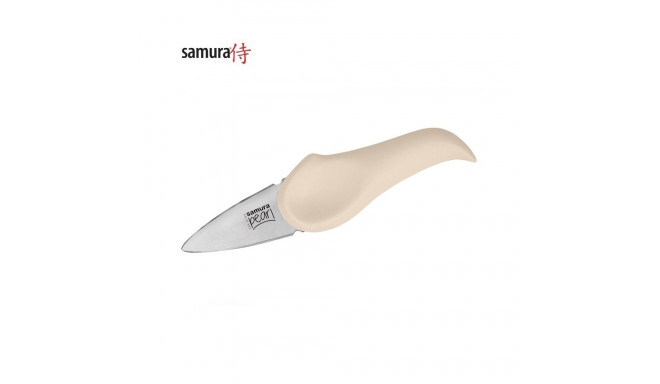 Samura Pearl Perfect Opening Oyster knife 73mm blade from Japan steel 59 RC Beige