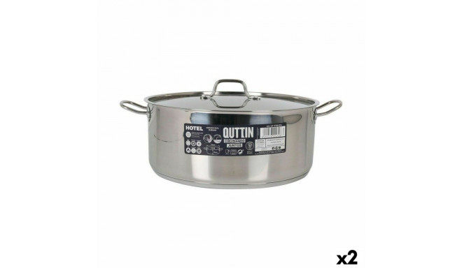 Casserole with lid Quttin Hotel Steel ø 34 x 13 cm (2 Units)