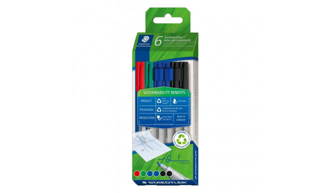 Markerite komplekt Staedtler Lumocolor 6 Tükid, osad Mitmevärviline