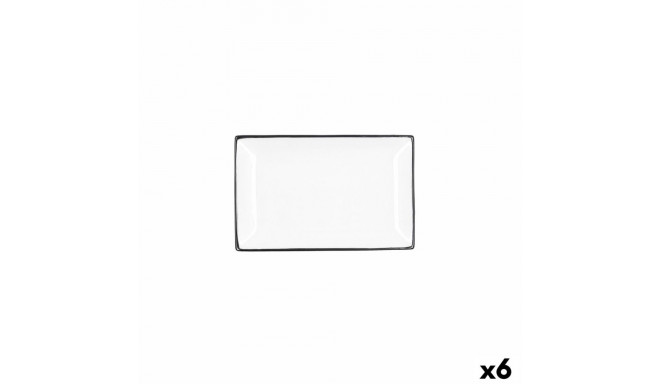 Snack tray Quid Gastro White Black Ceramic 20 x 13 x 2 cm (6 Units)