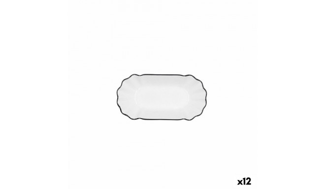 поднос для закусок Quid Gastro Белый Чёрный Керамика 20,5 x 11 x 3,5 cm (12 штук)