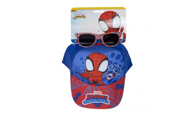 Cepures un saulesbriļļu komplekts Spidey Zils (51 cm) 2 Daudzums Sarkans