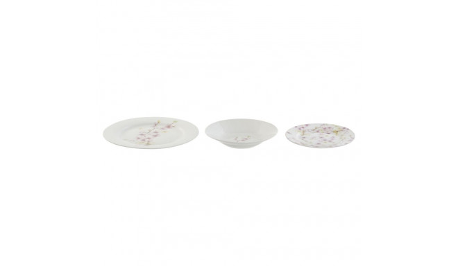 Dinnerware Set Home ESPRIT White Green Pink Porcelain 18 Pieces 27 x 27 x 2 cm