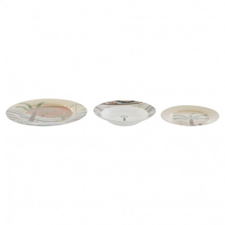 Dinnerware Set Home ESPRIT Beige Multicolour Porcelain 18 Pieces 27 x 27 x 2 cm