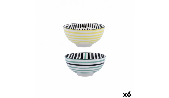 Bowl Bidasoa Zigzag Multicolour Ceramic 15 x 15 x 7,3 cm (6 Units)