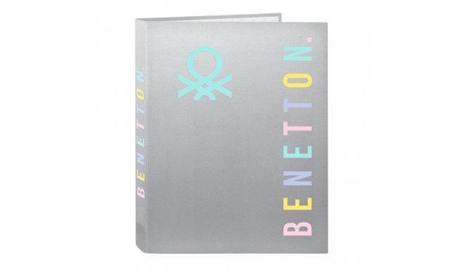 Ring binder Benetton Silver Silver A4 26.5 x 33 x 4 cm