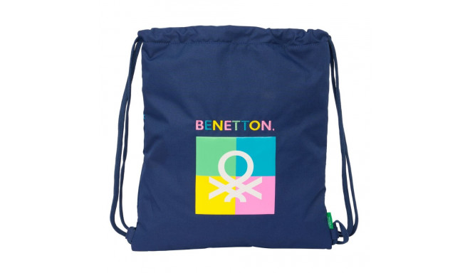 Backpack with Strings Benetton Cool Navy Blue 35 x 40 x 1 cm