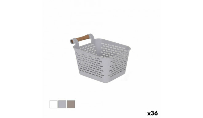 Multi-purpose basket Confortime Plastic With handles Wood 13 x 11 x 8 cm (36 Units)