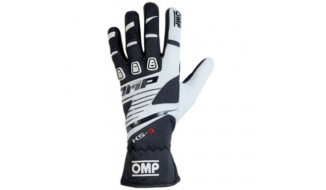 Картинговые перчатки OMP KS-3 Белый/Черный Черный/Белый M