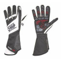Men's Driving Gloves OMP KS-1R Balts/Melns L
