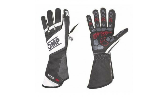 Men's Driving Gloves OMP KS-1R Valge/Must L