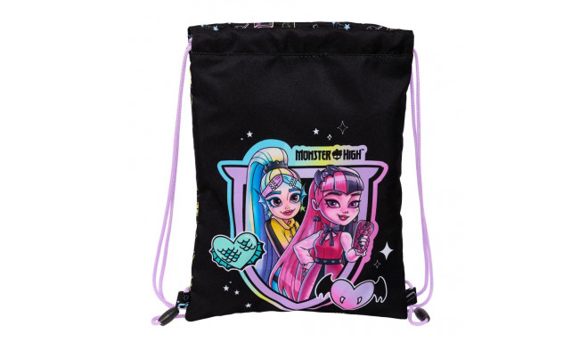 Mugursoma ar lencēm Monster High Melns 26 x 34 x 1 cm