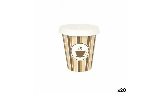 Set of glasses Algon With lid Disposable Coffee Cardboard 6 Pieces 250 ml (20 Units)