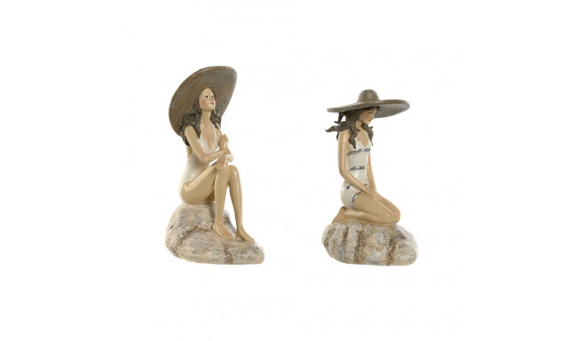 Decorative Figure Home ESPRIT White Beige Lady Mediterranean 12 x 8,5 x 20 cm (2 Units)