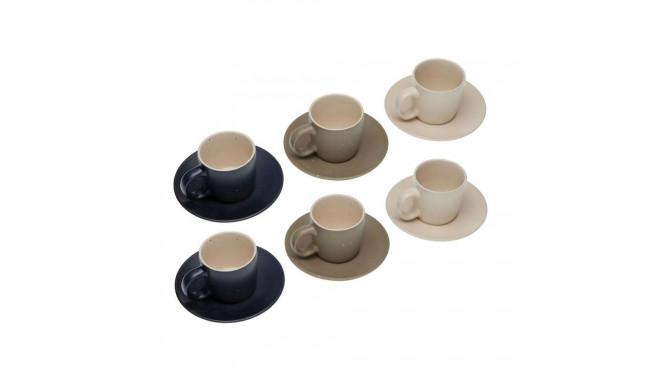 Set of 6 teacups with plates Versa Tashi Stoneware 8,3 x 7,8 x 8,3 cm