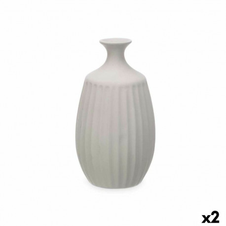 Vase Gift Decor 223-CZ 223-CZ Grey Ceramic Stripes 21 x 39 x 21 cm (2 Units)