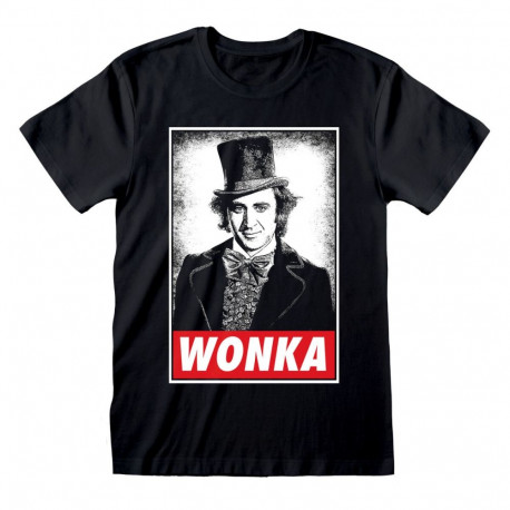Lühikeste varrukatega T-särk, meeste ja naiste Willy Wonka Wonka Must - M