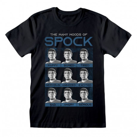 Lühikeste varrukatega T-särk, meeste ja naiste Star Trek Many Mood Of Spock Must - S
