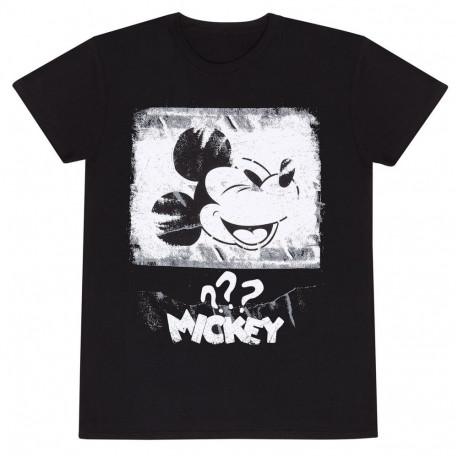 Unisex Short Sleeve T-Shirt Mickey Mouse Poster Style Black - M