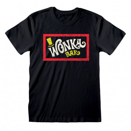 Lühikeste varrukatega T-särk, meeste ja naiste Willy Wonka Wonka Bar Must - M