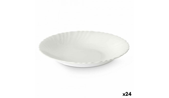 Deep Plate White Glass 21,5 x 3 x 21,5 cm (24 Units)