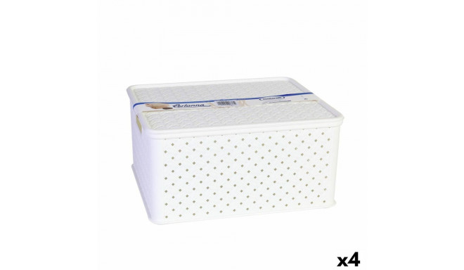 Storage Box with Lid Tontarelli Arianna White 13 L 33 x 29 x 16 cm (4 Units)