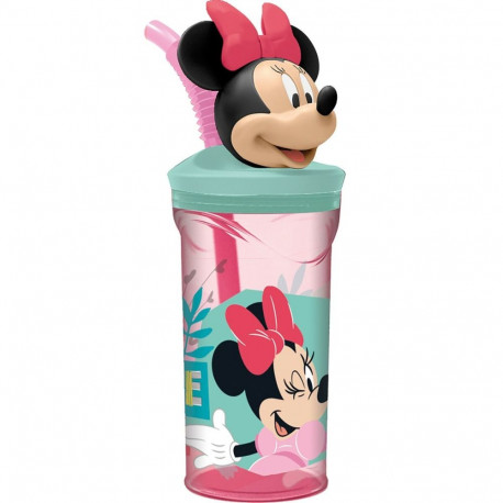Cup with Straw Minnie Mouse CZ11337 3D Pink