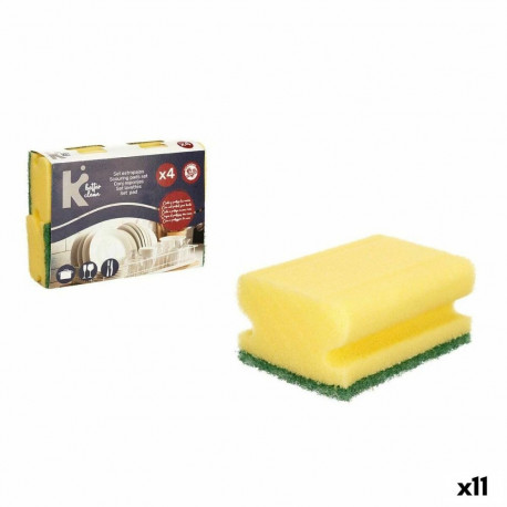 Set of scourers 11880016 11880016 Yellow Green Polyurethane Abrasive fibre 18 x 13 x 4,5 cm 4 Pieces