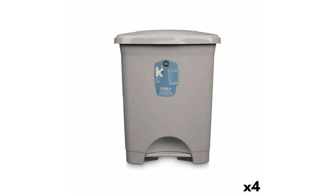 Atkritumu tvertne ar pedāli Pelēks Plastmasa 30 L (4 gb.)