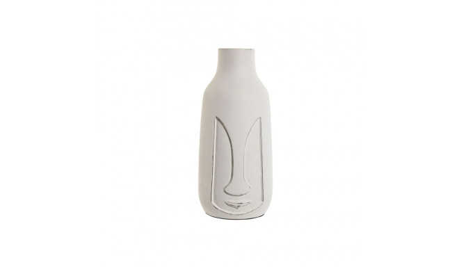Vase Home ESPRIT White Mango wood Modern Face 15 x 15 x 30 cm
