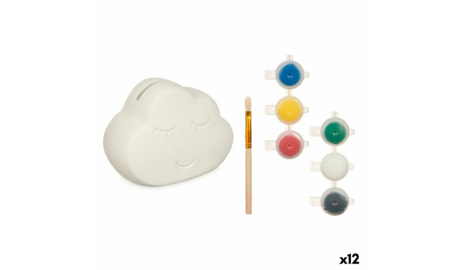 Paint Your Own Money Box White 12,3 x 9,4 x 9 cm Clouds (12 Units)