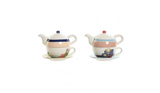 Teapot Home ESPRIT Blue White Green Light Pink Dolomite 750 ml (2 Units)