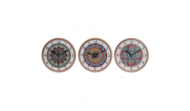 Table clock Home ESPRIT Ceramic Mandala 16 x 1 x 16 cm