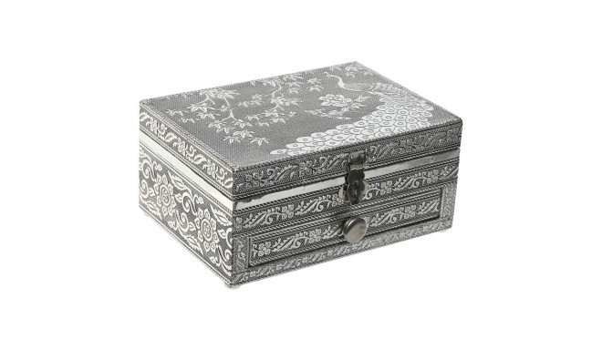 Jewelry box Home ESPRIT Green Silver Wood Aluminium 17,5 x 12,5 x 8,5 cm