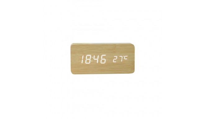 Electronic desk clock with weather station, wood color NSD-5020