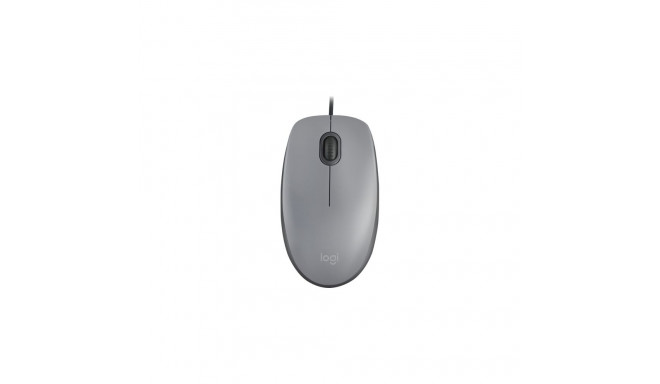 Logitech M110 Silent Wired Mouse, USB Type-A, 1000 DPI, Mid Grey