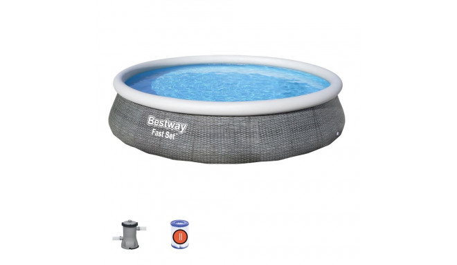 Bestway Fast Set 57376 above ground pool Inflatable pool Round 7340 L Grey