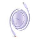 Baseus Free2Draw Mini USB-C - USB-C navíjecí kabel 100W 1m - fialový