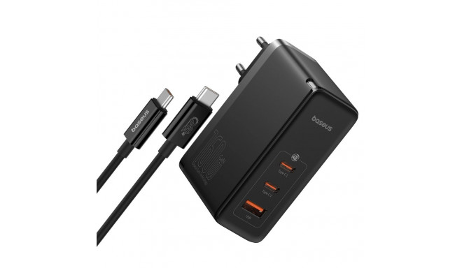 Baseus GaN5 Pro GaN charger 2x USB-C / USB-A 160W - black + USB-C - USB-C 240W cable - black